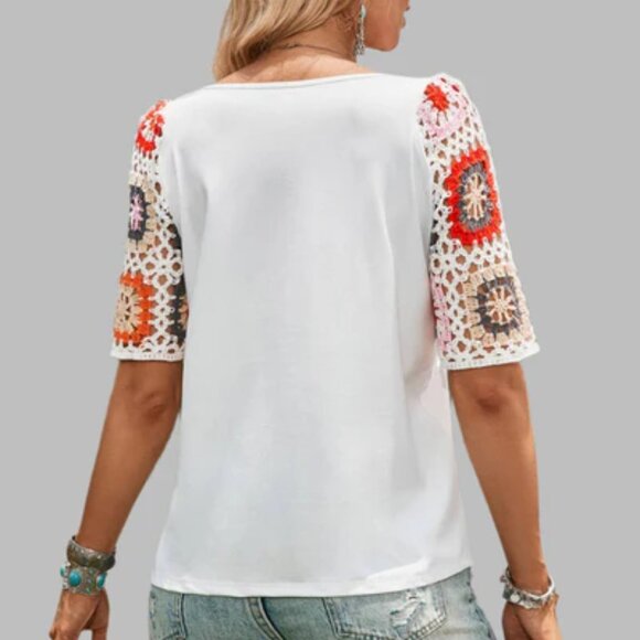 NWT Boho Crochet Sleeve Top - Picture 4 of 4